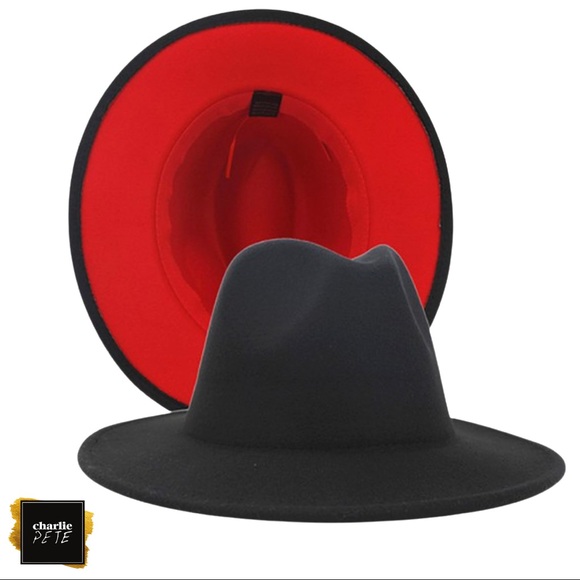 Black brim hat with red bottom Clearance